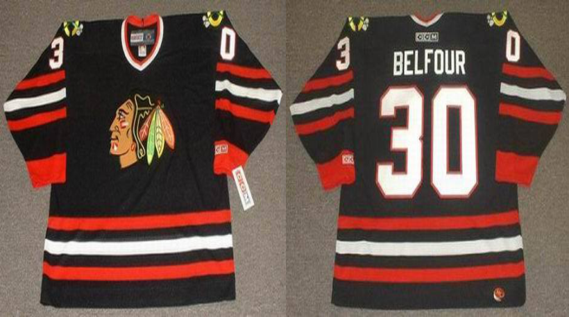 2019 Men Chicago Blackhawks 30 Belfour black CCM NHL jerseys